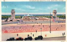 VINTAGE POSTCARD GRANT PARK PLAZA CHICAGO ILLINOIS OLD CARS POSTED 1924 picture