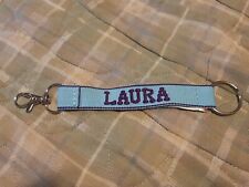 LAURA Embroidered Name Strap Key Ring, Keychain with Clasp (LT. BLUE) picture