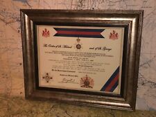 ORDER OF SAINT MICHAEL & OF SAINT GEORGE COMMEMORATIVE CERTIFICATE ~ Type 1 picture
