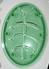 Serving Platter 6 Toed Antique Large Green Glass  Channeled  Pat Applied 1924 picture