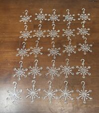 Vintage NOS Atomic Snowflake star Ornaments Plastic Clear 2” x 2” Set Of 25 picture