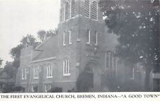 Bremen Indiana~First Evangelical Church~1950s B&W Postcard picture