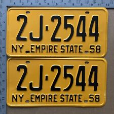 1958 New York license plate pair 2J-2544 YOM DMV Steuben Ford Chevy Dodge 15570 picture