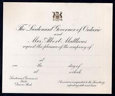 CANADA 1940s Lieutenant Governor of Ontario Invitation Card. Albert Matthews picture