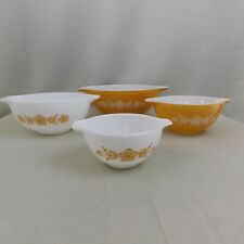 Vintage 70s Pyrex Butterfly Gold Set of 4 Nesting Cinderella Mixing Bowls #C252 picture