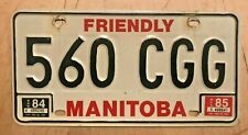 1984 1985 FREIENDLY MANITOBA CANADA AUTO  LICENSE PLATE 