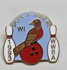 WWBA Bowling Association Lapel Pin Pinback WI 1993 Split R Robin ME picture