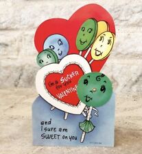 NOS Vintage 1950s Die-Cut Mechanical Anthropomorphic Lollipop Valentine Card picture