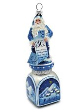 Patricia Breen Ornament Checking it Twice Midnight Blue Santa Claus Christmas picture