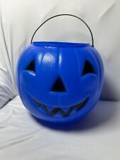 Vintage BLUE Halloween Pumpkin Jack Lantern Bucket General Foam Plastics picture