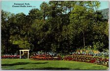Council Bluffs Iowa, 1957 Fairmount Park, Flowers Garden, Greenfield, Postcard picture