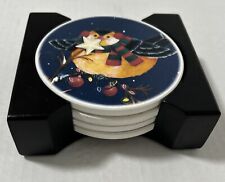 Coasters Vintage Christmas Birds Set Of 4 With Holder Enchanting Absorb Stone picture