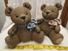 VINTAGE 70'S CERAMIC POTTERY HIS & HERS TEDDY BEAR BANKS picture