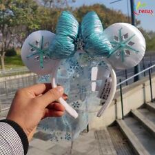 New Disney- Parks Elsa Snowflake Blue Minnie Mouse Ears Diamond Crystal Headband picture