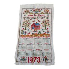 Vintage Linen Wall Hanging 1973 Calendar Bless This House  picture