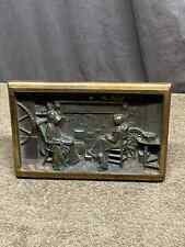 Vintage W. D. Allen Solid Brass Fire PILGRAMS STANDING PLAQUE OVER 4 POUNDS picture