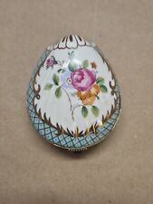 VNTG French Limoges Style Hand Painted Porcelain Clam Shell Trinket Box Floral picture