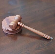 Vintage Wooden Gavel & Sounding Block GUC for Auction, Lawyer, Stage Prop #L1 picture