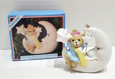 Vintage Nobel Ball Celestial Bear Moon Ornament Hand Painted Porcelain In Box picture