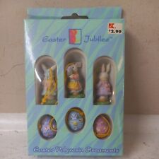 Easter Jubilee Polyresin Ornaments Set of 6 Bunnies Eggs Spring Miniature picture