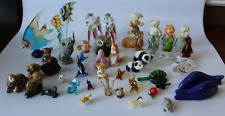 Vintage Lot 45 Assorted Miniature Hand Blown Colored Glass Animal Figurines picture
