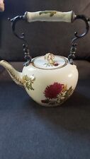 Vintage Schultz Meissen style handpainted Porcelain Teapot Floral metal handle picture