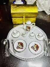 🩷VTG M.J. Hummel Miniature Tea Set ‘Umbrella Girl’ Porcelain 17pc Set Chest NEW picture