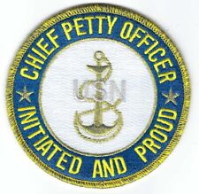 Chief Petty Officer - Initiated and Proud - 4 inch metallic thread BCP c7597 picture