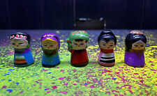 Vtg Chinese Clay Folk Art  Doll Figurines Set Of 5 picture