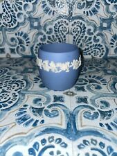 Wedgwood White On Blue   SMALL CURVED JAR OR HOLDER  2 1/2' picture