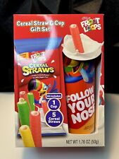 💈Brand New Kelloggs Froot Loops Cereal Straws With Cup Fruit Cereal (1 Box) 💈 picture