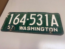 1957 Washington License Plate 164-531A USA WA Authentic Green with removeable 57 picture