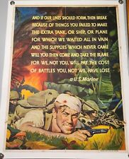 Linen Backed WWII War Poster US Marine 30 x 40