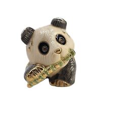 De Rosa Rinconada Gold Trim Ceramic Handcrafted Panda Bear Figurine w/ Bamboo picture
