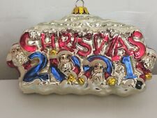 2001 Christopher Radko Ornament Christmas Snowbank Santas Large Rare Glitter  picture