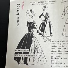 Vintage 1950s Spadea A-2053 Anne Klein Full Skirt Dress Sewing Pattern 13 UNCUT picture