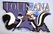 Looney Tunes Pepe Le Pew Penelope Louisiana Sticker Vtg New Vending Decal USA LA picture