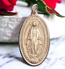 VINTAGE Large CREED STERLING SILVER MIRACULOUS VIRGIN MARY PENDANT 925 PRAY 1830 picture