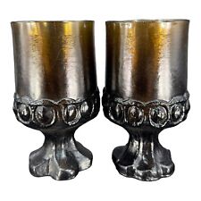 Vintage Tiffin Franciscan Madeira Brown Smoke Tumbler Glasses set 2 Goblets picture