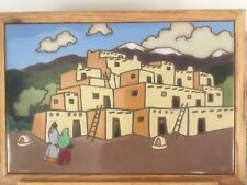 Vintage “ARIUS” Santa Fe Taos Tile Native New Mexico Wood Framed 8”X12” picture