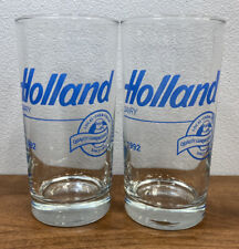 Vtg Holland Dairy Glass Tumbler Cup Set 2 12 Oz 1992 Indiana Advertising Pitcher picture