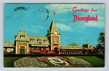 Anaheim CA-California Disneyland, Entrance, Depot, Train, Vintage c1971 Postcard picture