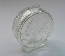 Anchor Hocking Indian Head Buffalo Nickel Clear Glass Coin Bank VTG picture