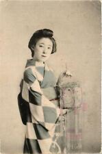 PC CPA Japanese girl with lantern hand colored JAPAN (a13152) picture