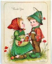 Vintage Anne Liese Note Card Thank You Children Little Helpers Good Samaritans picture