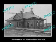 OLD 8x6 HISTORIC PHOTO OF PLEASANTON KANSAS THE RAILROAD DEPOT STATION c1910 picture