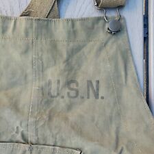 Vintage WW2 USN U.S NAVY Deck Bibs Green Pants Overalls WWII  Large picture