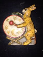 Vaillancourt Folk Art Rabbit Bunny with Drum 1987 Chalkware Collectible VFA-2 picture