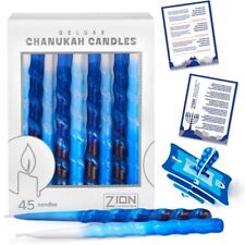 Zion Judaica Deluxe Chanukah Candles Hand Made Tri Color Tone Deluxe 5.5 Tall picture