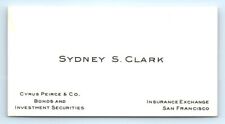 1920's San Francisco Bus. Card Sydney Clark Cyrus Pierce Bonds Investments NN picture